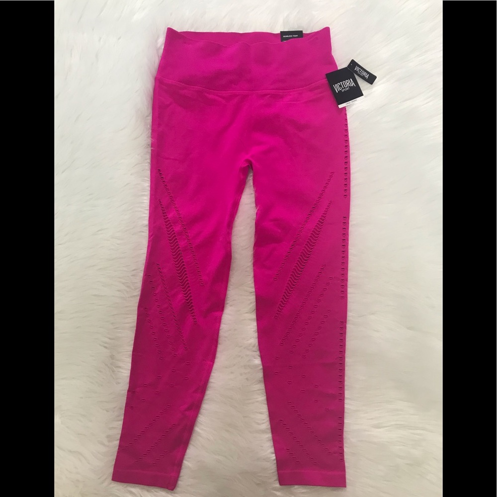 ✔️NEW wTag-VICTORIA’S SECRET Sport Pink Tights L - Picture 2 of 3